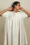 Shop_Shiori_White Cotton Embroidery Round Pintuck Shirt Dress _Online_at_Aza_Fashions