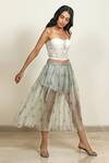 Shiori_Green Silk Organza Printed Skirt With Shorts_Online_at_Aza_Fashions