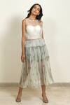 Shop_Shiori_Green Silk Organza Printed Skirt With Shorts_Online_at_Aza_Fashions