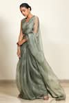Buy_Shiori_Green Silk Organza Printed Saree_Online_at_Aza_Fashions