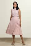 Buy_Shiori_Peach Cotton Georgette Pleated Skirt _at_Aza_Fashions