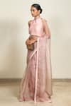 Shiori_Peach Silk Organza Printed Saree _Online_at_Aza_Fashions