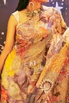 Aisha Rao_Peach Organza Embroidery Square Neck Embellished Saree With Blouse For Women_Online_at_Aza_Fashions