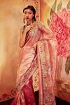 Buy_Aisha Rao_Pink Organza Embroidery V Neck Embellished Saree With Blouse  _at_Aza_Fashions