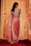 Shop_Aisha Rao_Pink Organza Embroidery V Neck Embellished Saree With Blouse  _at_Aza_Fashions