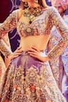 Shop_Aisha Rao_Blue Tissue Embroidery Sweetheart Neck Blouse And Lehenga Set  _at_Aza_Fashions