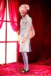 Buy_Aisha Rao_Purple Tissue, Dupion Embroidered Sherwani Set _at_Aza_Fashions