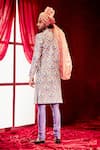 Shop_Aisha Rao_Purple Tissue, Dupion Embroidered Sherwani Set _at_Aza_Fashions