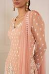 Buy Mani Bhatia Peach Silk Embroidery V Neck Sharara Set Online at Aza Fashions Buy_Mani Bhatia_Peach Silk Embroidery V Neck Sharara Set _Online_at_Aza_Fashions