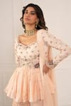 Mani Bhatia_Pink Cotton Silk Embroidery Sweetheart Neck Sharara Set _Online_at_Aza_Fashions