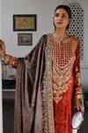 Heena Kochhar_Red Velvet Kurta Set_Online_at_Aza_Fashions