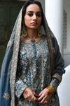 Heena Kochhar_Blue Velvet Kurta Sharara Set_Online_at_Aza_Fashions
