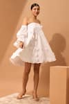 Buy Vidhi Wadhwani White Twill Cotton Straight Applique Off Shoulder Dress at Aza Fashions Buy_Vidhi Wadhwani_White Twill Cotton Straight Applique Off Shoulder Dress _at_Aza_Fashions