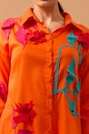 Shop_Vidhi Wadhwani_Orange Cotton Embroidery Shirt Collar Applique And Pant Set _Online_at_Aza_Fashions