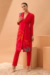 Buy_Vidhi Wadhwani_Red Banana Crepe Notched Lapel Applique Jacket_at_Aza_Fashions