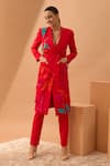 Shop_Vidhi Wadhwani_Red Banana Crepe Notched Lapel Applique Jacket_at_Aza_Fashions