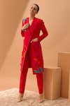 Vidhi Wadhwani_Red Banana Crepe Notched Lapel Applique Jacket_Online_at_Aza_Fashions