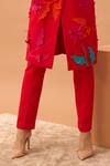 Vidhi Wadhwani_Red Banana Crepe Notched Lapel Applique Jacket_at_Aza_Fashions