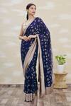 Buy_Kommal Sood_Blue Georgette Sequins Embellished Saree_at_Aza_Fashions