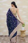 Shop_Kommal Sood_Blue Georgette Sequins Embellished Saree_at_Aza_Fashions