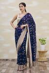 Shop_Kommal Sood_Blue Georgette Sequins Embellished Saree_Online_at_Aza_Fashions
