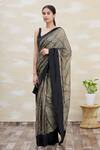 Kommal Sood_Beige Georgette Sequins Embellished Saree_Online_at_Aza_Fashions