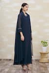Kommal Sood_Grey Georgette Embellished Dress With Jacket_Online_at_Aza_Fashions