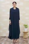 Buy_Kommal Sood_Grey Georgette Embellished Dress With Jacket_Online_at_Aza_Fashions
