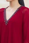 Kommal Sood Red Georgette Embroidery V Neck Embellished Gown at Aza Fashions Kommal Sood_Red Georgette Embroidery V Neck Embellished Gown _at_Aza_Fashions