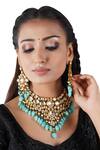 Buy_ChhavI'S Jewels_Blue Pearls, Beads Kundan Choker Set_at_Aza_Fashions