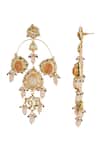 ChhavI'S Jewels_Orange Pearls, Beads, Zari Kundan Drop Chandeliers _Online_at_Aza_Fashions