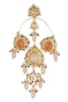 Buy_ChhavI'S Jewels_Orange Pearls, Beads, Zari Kundan Drop Chandeliers _Online_at_Aza_Fashions
