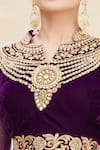 Shop_Naintara Bajaj_Gold Embroidery Mandarin Collar Lehenga Set_Online_at_Aza_Fashions