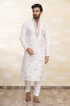 Buy_Arihant Rai Sinha_White Silk Embroidered Kurta Set _at_Aza_Fashions