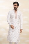 Shop_Arihant Rai Sinha_White Silk Embroidered Kurta Set _Online_at_Aza_Fashions