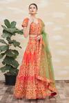 Buy_Samyukta Singhania_Green Net Silk Embroidered Lehenga Set_Online_at_Aza_Fashions