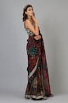 Buy_Geisha Designs_Maroon Printed V Neck Embroidered Saree With Blouse  _Online_at_Aza_Fashions