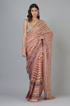 Buy_Geisha Designs_Pink Embroidery V Neck Printed Saree Set  _Online_at_Aza_Fashions