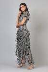 Geisha Designs_Grey Braided Asymmetric Gown_Online_at_Aza_Fashions