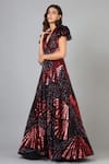 Buy_Geisha Designs_Black Embroidery V Neck Embellished Flared Gown  _Online_at_Aza_Fashions