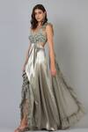Buy_Geisha Designs_Grey Embellished Draped Gown_Online_at_Aza_Fashions