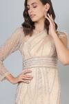 Buy_Geisha Designs_Peach Emebllished Trail Gown_Online_at_Aza_Fashions