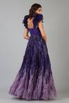 Shop_Geisha Designs_Purple Embroidery V Neck Ombre Sequins Gown  _at_Aza_Fashions