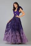 Buy_Geisha Designs_Purple Embroidery V Neck Ombre Sequins Gown  _Online_at_Aza_Fashions