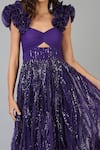 Shop_Geisha Designs_Purple Embroidery V Neck Ombre Sequins Gown  _Online_at_Aza_Fashions