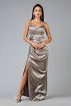 Buy_Geisha Designs_Grey Embroidery Sweetheart Neck Embellished Slit Gown  _at_Aza_Fashions