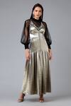 Buy_Geisha Designs_Black Metallic Gown_at_Aza_Fashions