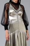 Buy_Geisha Designs_Black Embroidery Inner Round Gown V-neck Metallic  _Online_at_Aza_Fashions