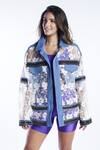Mxs_White Lace Denim Jacket And Shorts Set_Online_at_Aza_Fashions