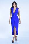 Buy_Mxs_Blue Pure Crepe Embellished Dress_at_Aza_Fashions